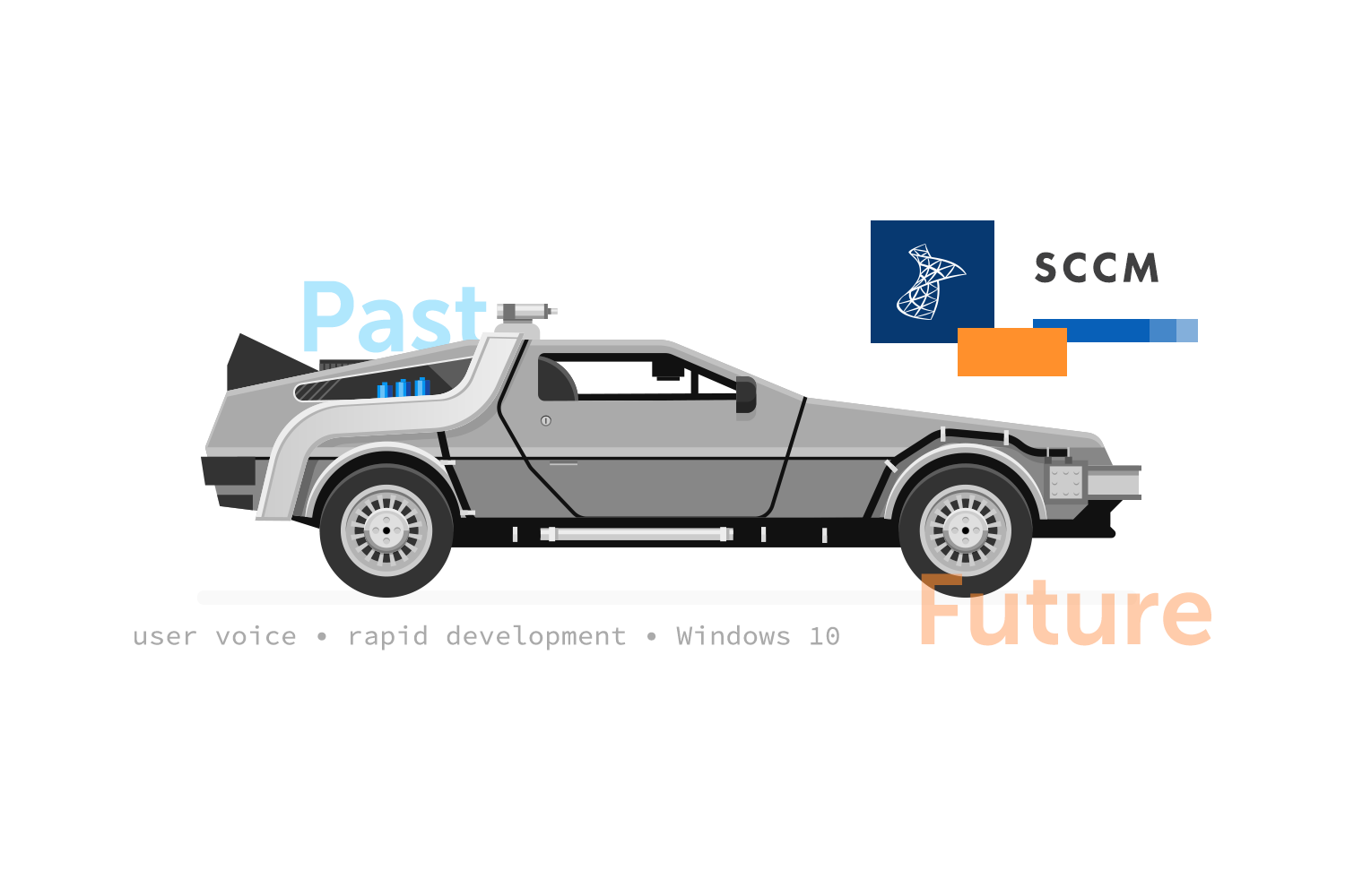 Editorial illustration for a company blog post featuring a sweet DeLorean