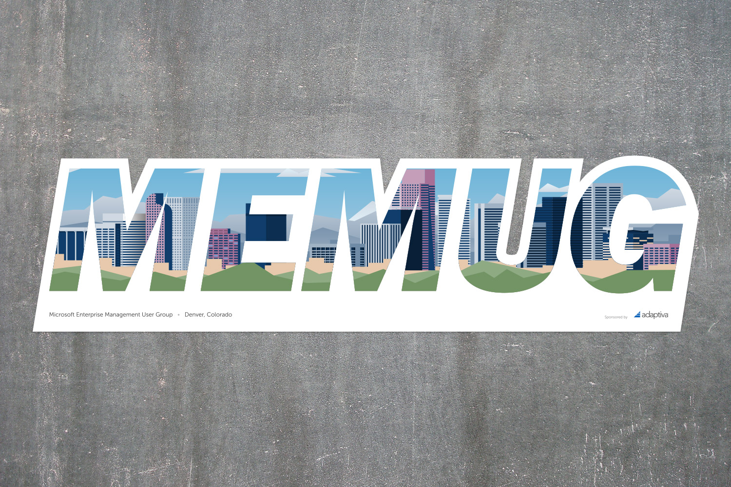 Illustration of Denver skyline for sticker for user group event