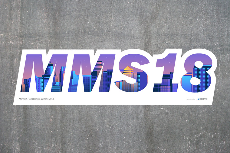 Illustration of Minneapolis skyline for sticker for user group event