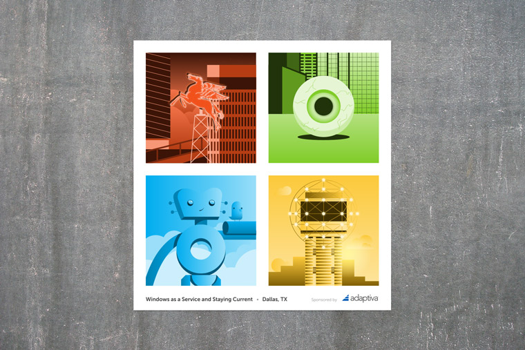 Illustration of Dallas landmarks for sticker for Microsoft event