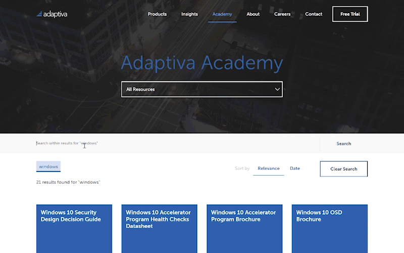 Interaction design and development for Adaptiva Academy search button