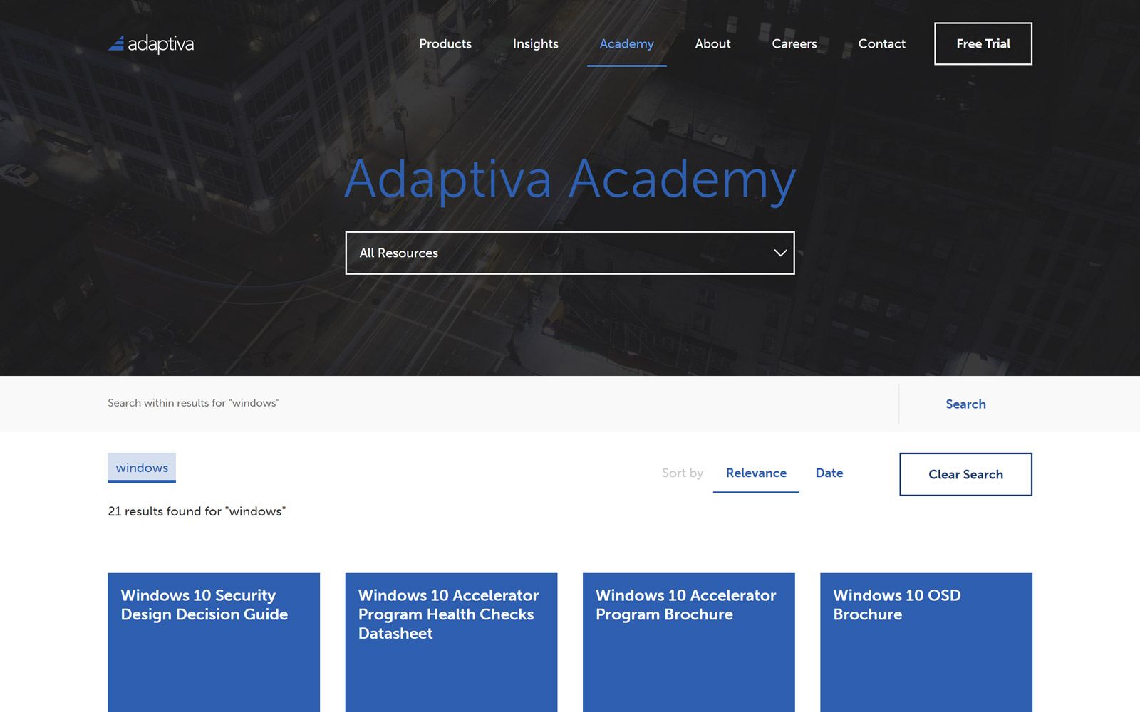 UI design for Adaptiva Academy search feature