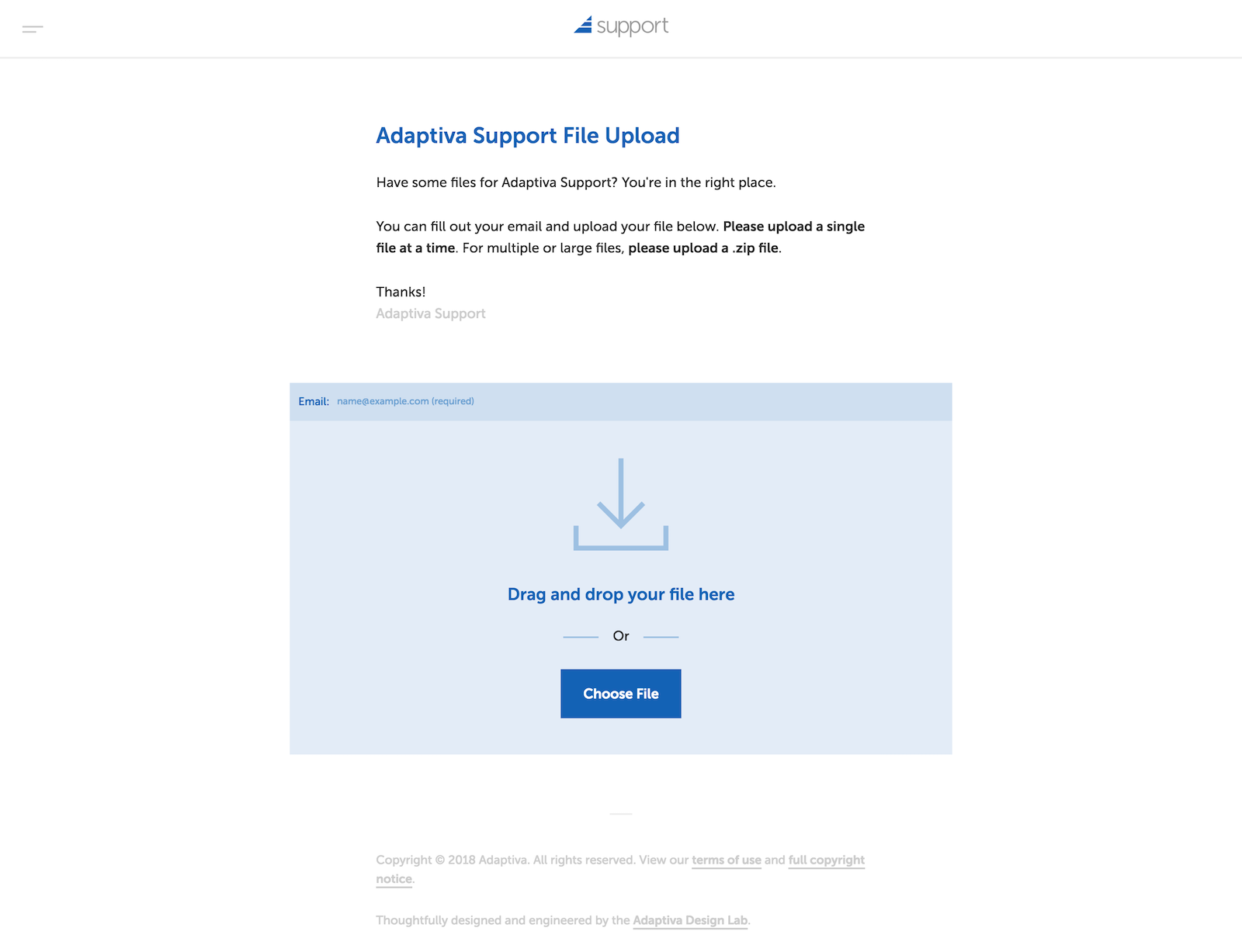 My new design for the Adaptiva support upload